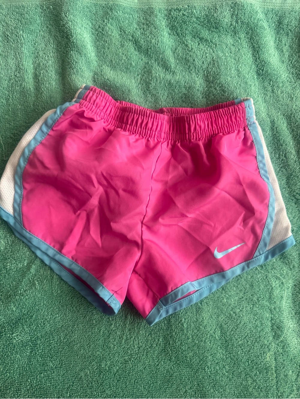 Nike Hot Pink Girls' Shorts with Light Blue Trim